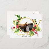 Joy prettige feestdagen waterverf greenery met fot (Voorkant / Achterkant)