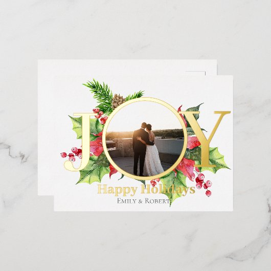 Joy prettige feestdagen waterverf greenery met fot (Voorkant / Achterkant)