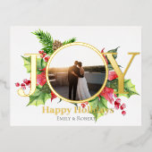 Joy prettige feestdagen waterverf greenery met fot (Voorkant)