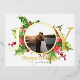 Joy prettige feestdagen waterverf greenery met fot