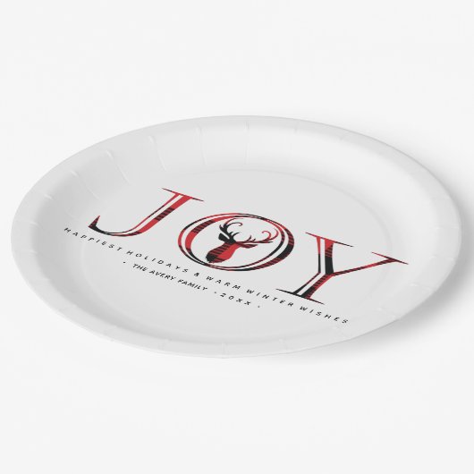 Joy Pset Persoonlijke Kerstmis Papieren Bordje (Gekanteld)