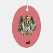 Joy Puppy Kerstmis Metalen Ornament (Voorkant Rechts)