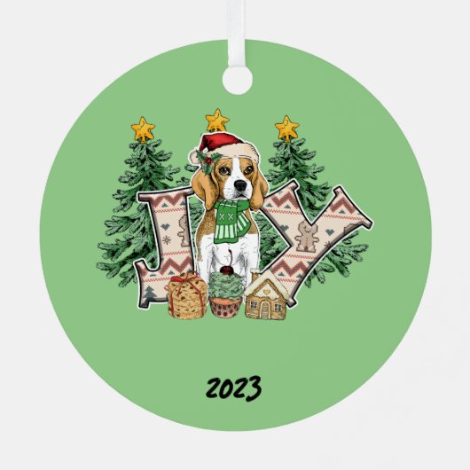 Joy Puppy Kerstmis Metalen Ornament (Achterkant)