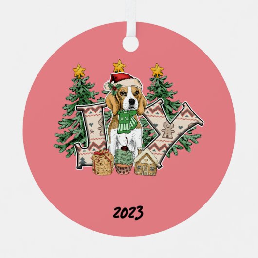 Joy Puppy Kerstmis Metalen Ornament (Voorkant)