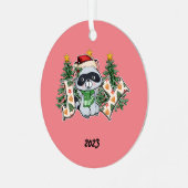 Joy Raccoon Kerstmis Metalen Ornament (Voorkant links)