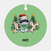Joy Raccoon Kerstmis Metalen Ornament (Achterkant)