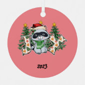 Joy Raccoon Kerstmis Metalen Ornament (Voorkant)