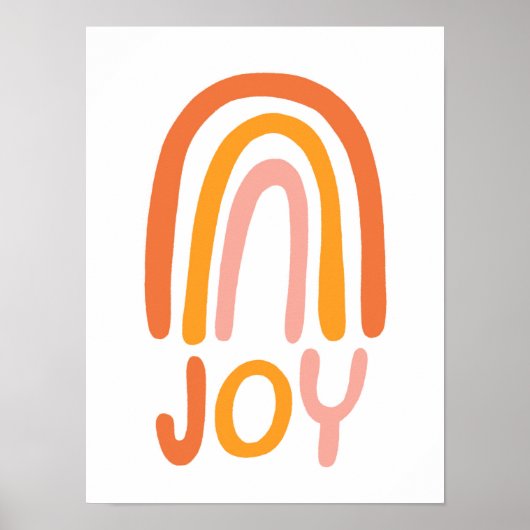 JOY Rainbow roze handlettering Poster (Voorkant)