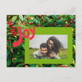 Joy Red Berries Family Photo Holiday Briefkaart
