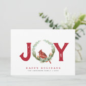 Joy Red Bird Wreate Wenskaart (Staand voorkant)