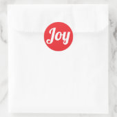 Joy Red Brushed Script Eenvoudige moderne feestdag Ronde Sticker (Tas)