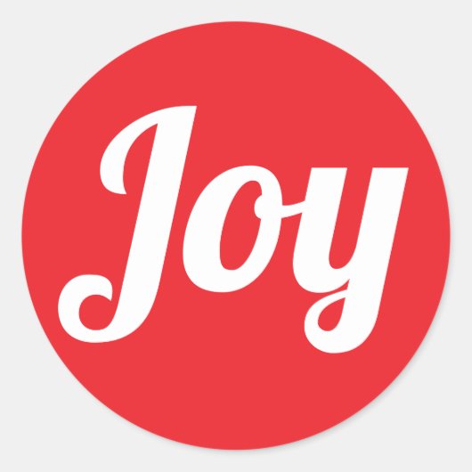 Joy Red Brushed Script Eenvoudige moderne feestdag Ronde Sticker (Voorkant)