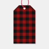 Joy Red Buffalo Plaid Kerst Foto Gift Label Cadeaulabel (Achterkant)