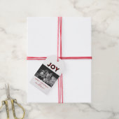 Joy Red Buffalo Plaid Kerst Foto Gift Label Cadeaulabel (Met Touw)