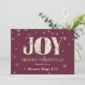 Joy Red Business Holiday Kaart met Logo (Staand voorkant)