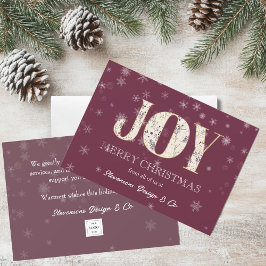 Joy Red Business Holiday Kaart met Logo