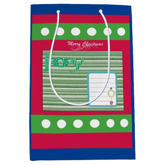 Joy Red- en Green- en Blue-kersttassen Medium Cadeauzakje (Voorkant)