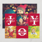 Joy Red en White 4-fotokerst Feestdagenkaart (Voorkant / Achterkant)