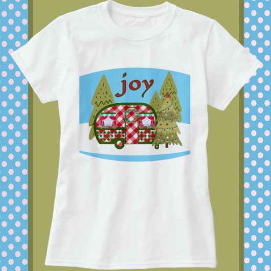 Joy Red en White Camper Trailer Holiday T-shirt