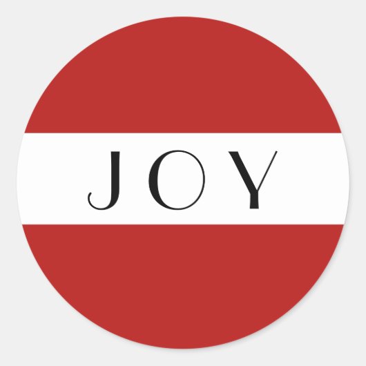 Joy Red en White Minimal Modern Ronde Sticker (Voorkant)