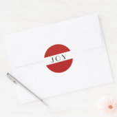 Joy Red en White Minimal Modern Ronde Sticker (Envelop)