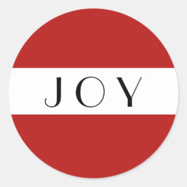 Joy Red en White Minimal Modern Ronde Sticker