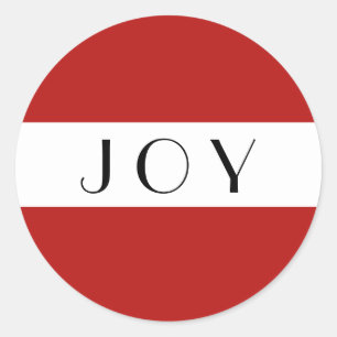 Joy Red en White Minimal Modern Ronde Sticker