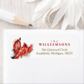 Joy Red Flying Kardinaal Waterverf Kerstvogel Etiket (Insitu)