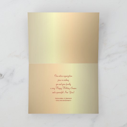 Joy Red Gold Corporate Kerstvakantie Feestdagen Kaart (Binnen)