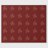 "Joy" Red Gold Script Elegant Holiday Seasonal Cadeaupapier (Vlak)