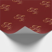 "Joy" Red Gold Script Elegant Holiday Seasonal Cadeaupapier (Hoek)