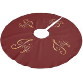 "Joy" Red Gold Script Elegant Holiday Seasonal Kerstboom Rok (Gekanteld)