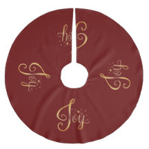 "Joy" Red Gold Script Elegant Holiday Seasonal