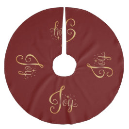 "Joy" Red Gold Script Elegant Holiday Seasonal Kerstboom Rok