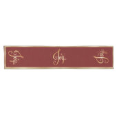 "Joy" Red Gold Script legant kerstfeestdag Korte Tafelloper (Horizontaal)