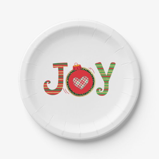 Joy Red Green Kerstfeestdag Papieren Bordje (Voorkant)