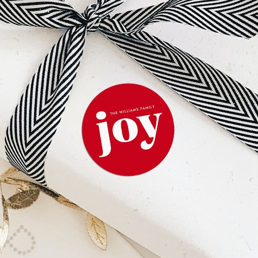 Joy Red Holiday Christmas Minimalist Ronde Sticker