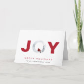 Joy Red Kardinaal Waterverf kerst Feestdagen Kaart (Voorkant)