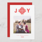 Joy Red Nordic Star Kerstfeestdag Foto Feestdagenkaart (Voorkant / Achterkant)