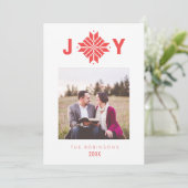 Joy Red Nordic Star Kerstfeestdag Foto Feestdagenkaart (Staand voorkant)