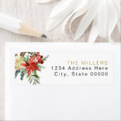 JOY Red Poinsettia Kerst Bloemen Retouradres Etiket (Insitu)