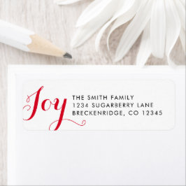 Joy Red Script Typography Kerstfeestdag Etiket