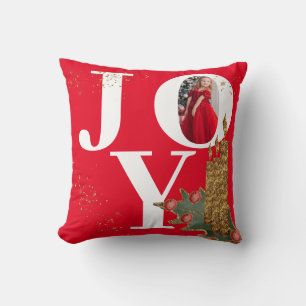 Joy Red Sparky kerstkaarsen Foto Kussen