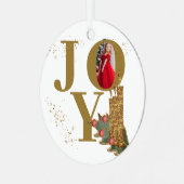 Joy Red Sparky kerstkaarsen Foto Metalen Ornament (Voorkant links)