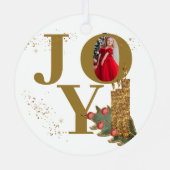 Joy Red Sparky kerstkaarsen Foto Metalen Ornament (Achterkant)