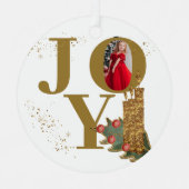 Joy Red Sparky kerstkaarsen Foto Metalen Ornament (Voorkant)