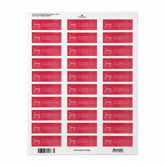 Joy Red Waterverf Return-adreslabel Etiket (Full Sheet)