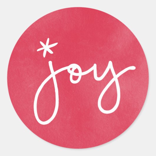 Joy Red Waterverf Round Sticker (Voorkant)