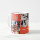 JOY Reindeer 3 Foto Collage Kerstfeestdag rood Koffiemok (Voorkant links)