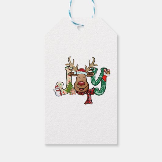 Joy Reindeer Fun kerstavond Cadeaulabel (Achterkant)
